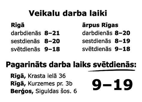 veikalu depo darba laiks